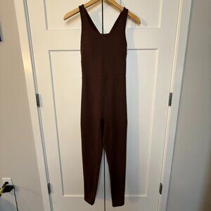 Fabletics Women's Brown Powerhold Jumpsuit Crossback Active Full Length Size M